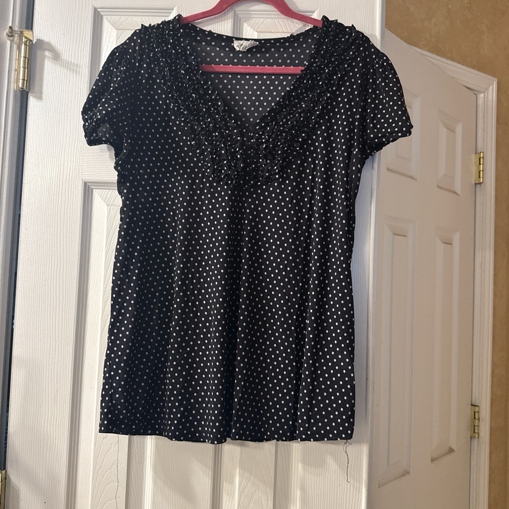 Black and White Polka Dot Women's Top